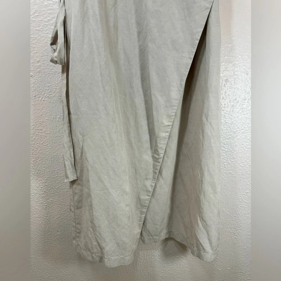 J. McLaughlin Linen Blend Natural Collared Sleeveless Wrap Dress Women’s Medium - Picture 6 of 14